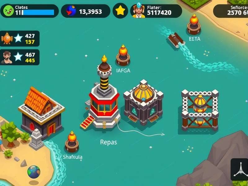 Bay Of Bengal Bombers gameplay screenshot showing defensive towers and enemy waves